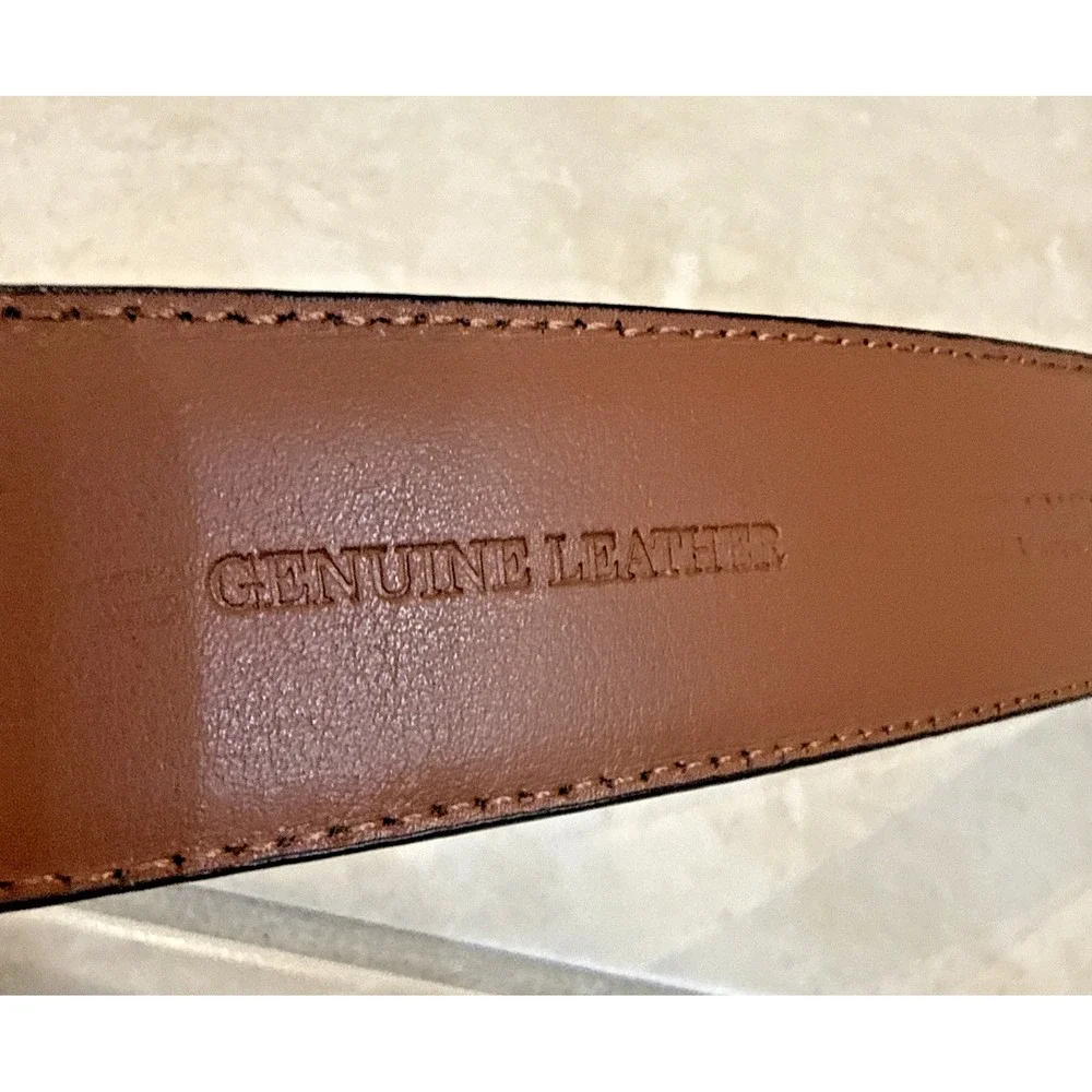 Johnston & Murphy 75-6797 Brown Leather Casual Belt Buckle Sz 42 Career Preppy